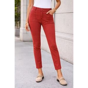 Old Navy Pixie Ankle Pants 6 Brick Red High Rise Skinny Stretch Business Casual